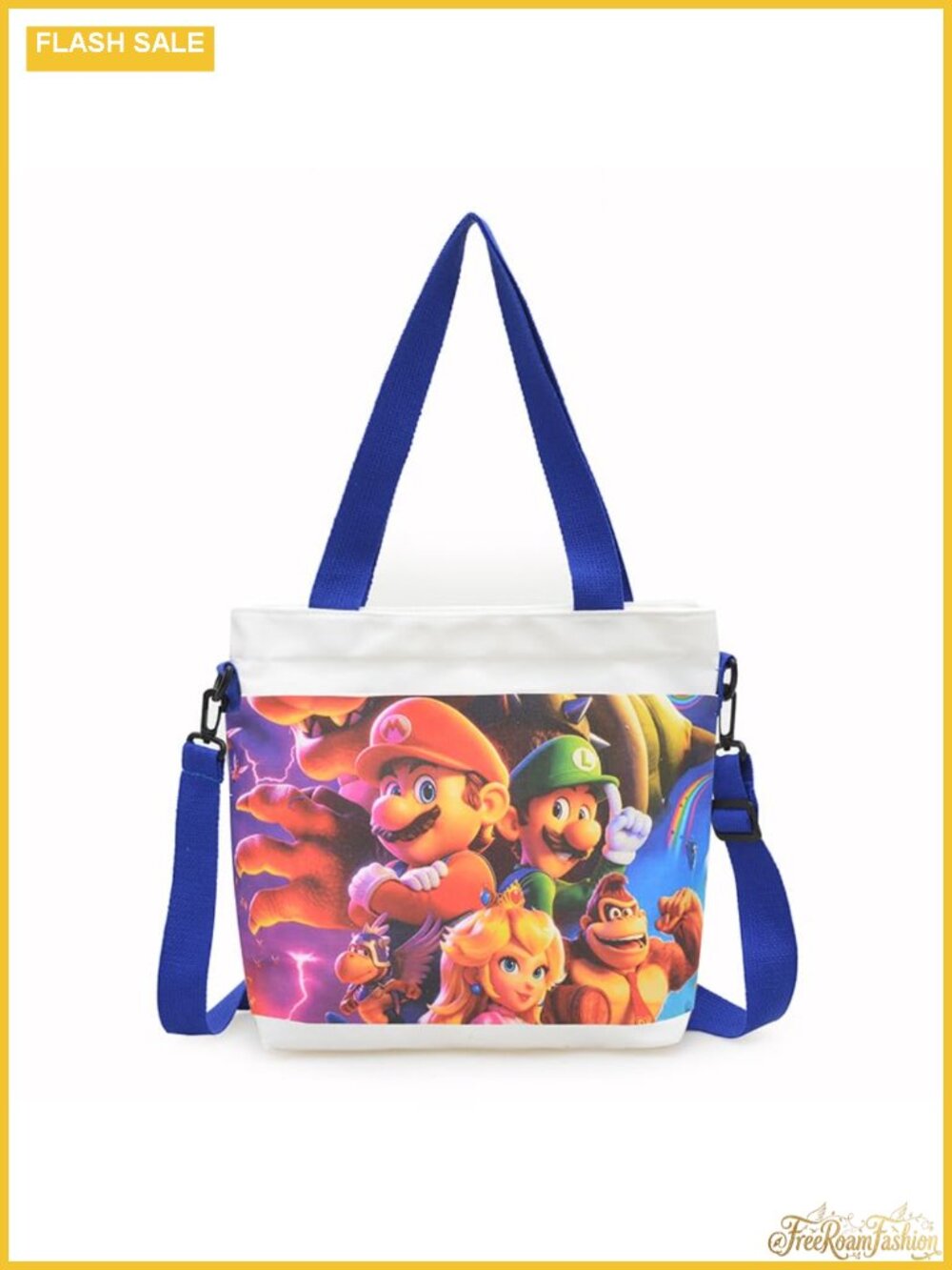 Cute Cartoon Canvas Tote Bag Kawaii Reusable Shoulder Bag Large Capacity